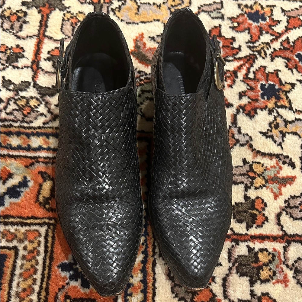 Cole Haan Black Woven Ankle Booties
